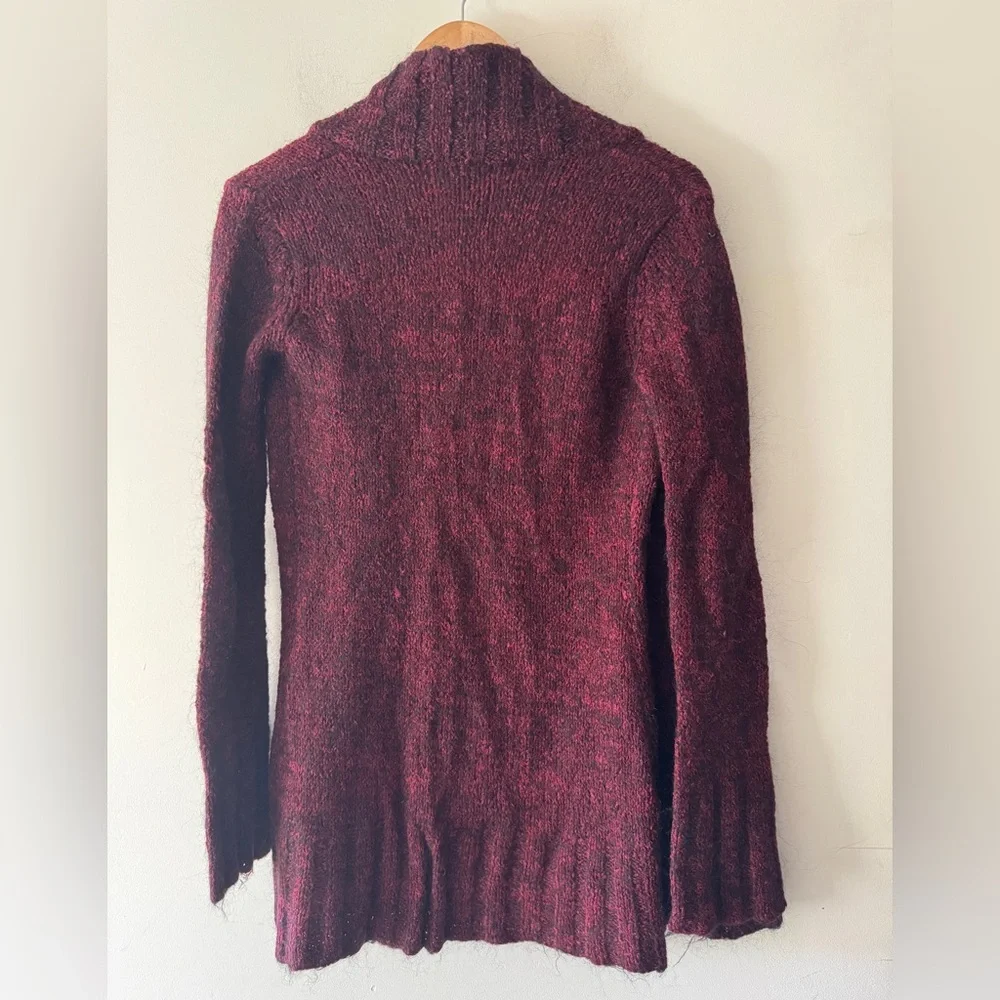 Free People Y2K‎ Tag Burgundy Open Cardigan Sweater Mohair Wool Blend